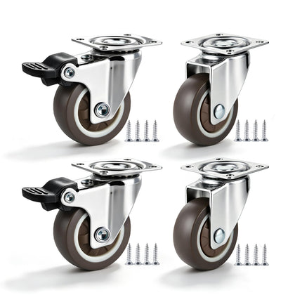 1.5 Inch Swivel Plate Caster Wheels Screw in Lockable Rubber Casters