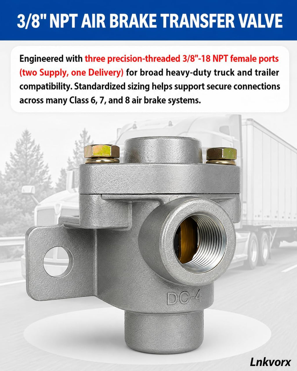 278614 DC-4 Double Check Valve, 3/8 in NPT, Compatible with Bendix