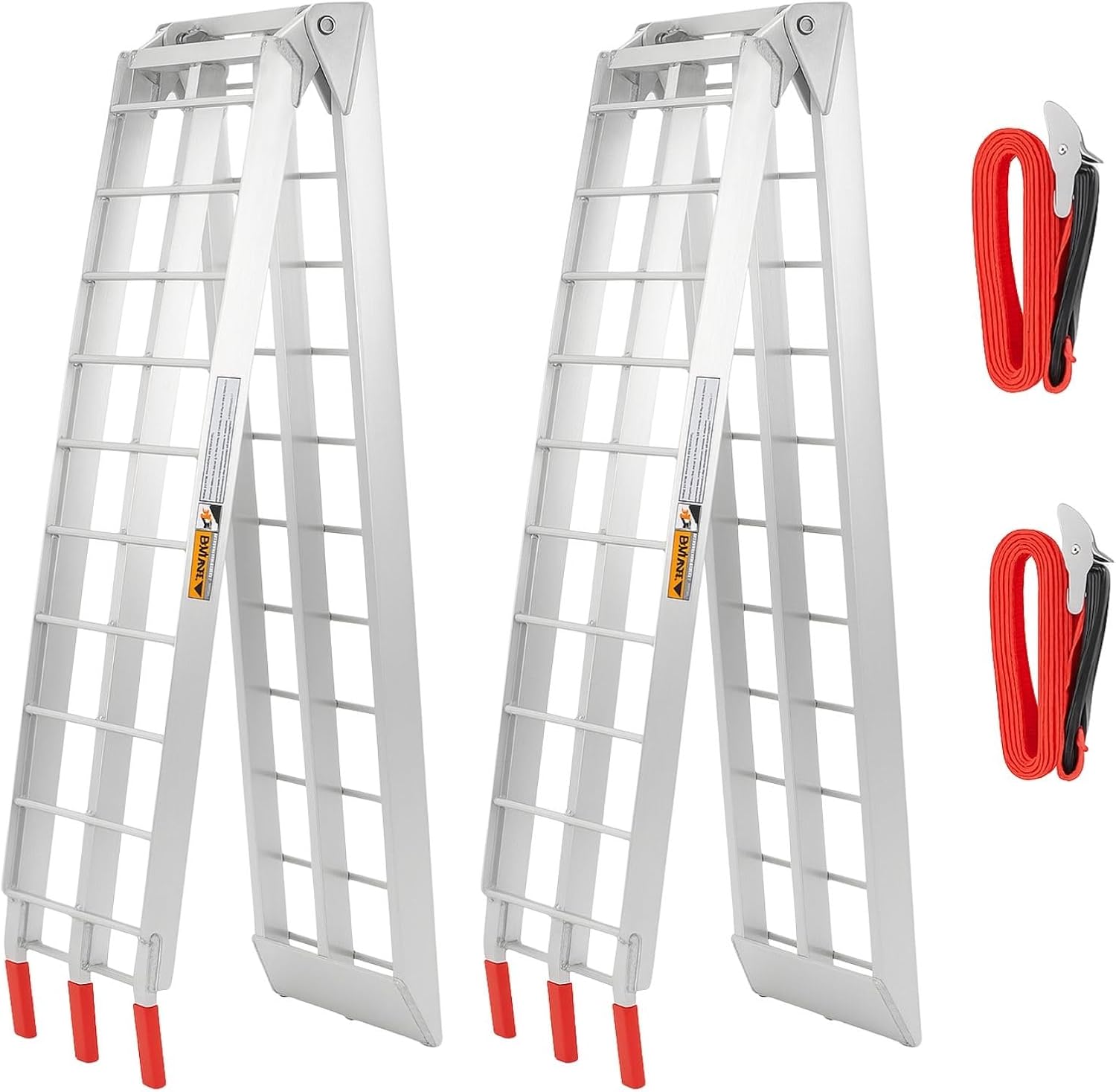 ATV Ramps for Pickup Trucks, 7.5 ft Folding Aluminum Truck Ramps 2 Pack, Crossbar Rungs Traction, Rubber-Tipped