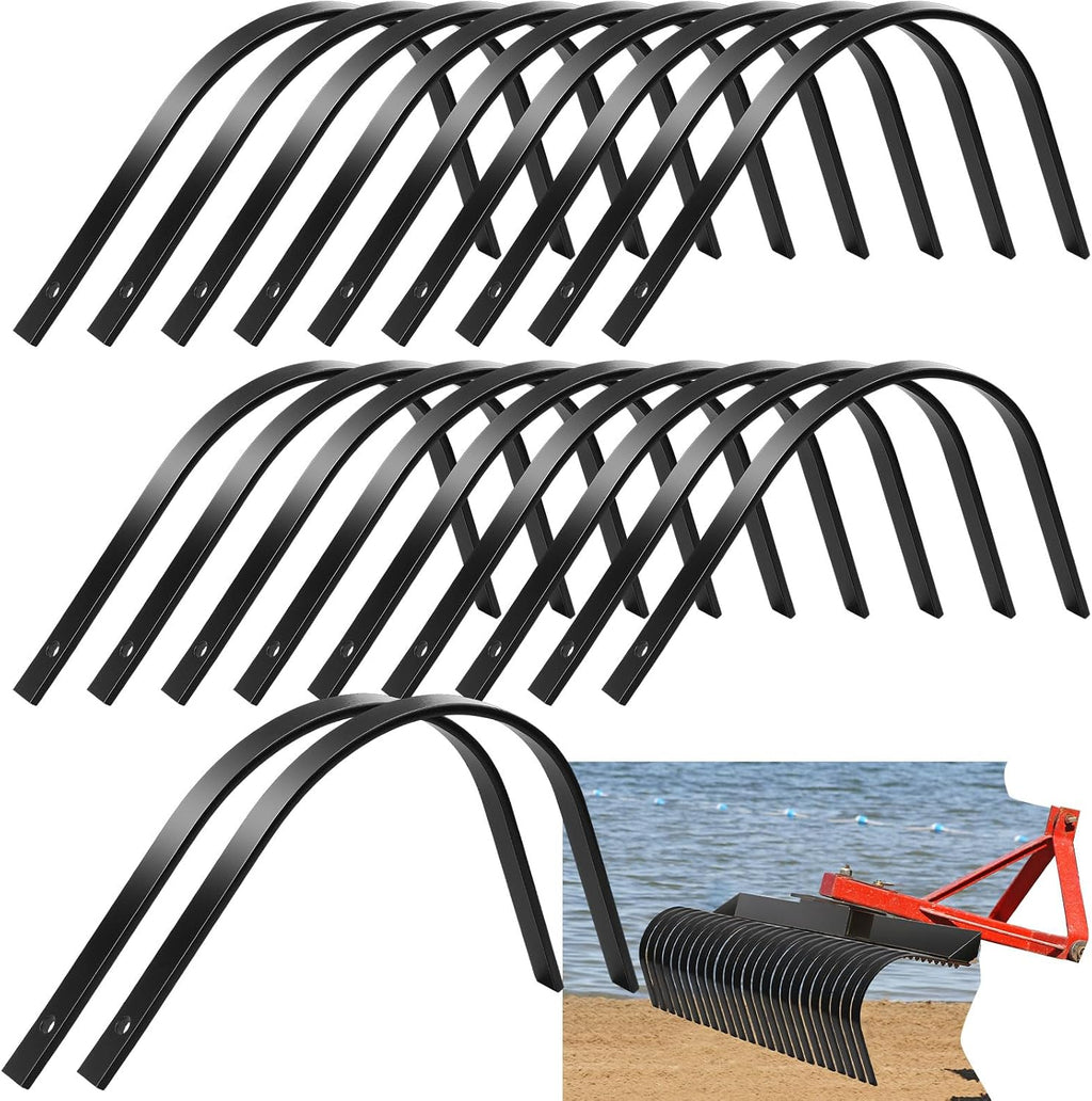 6 Pack Rock Rake Tines 1" x 5/16" Landscape Rake Tine One Bolt Mount Replacement Heat-Treated Clam Tines for Tractor