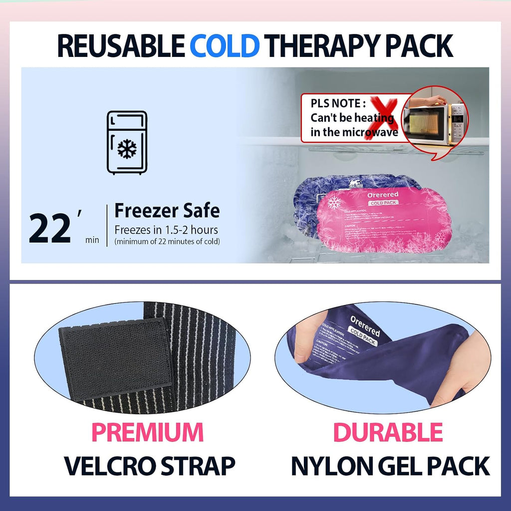 Ice Packs for Injuries Reusable, 3-Piece Set Soft Cold Gel Packs