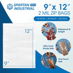 9” X 12” (500 Count) 2 Mil Clear Reclosable Zip Plastic Poly Bags