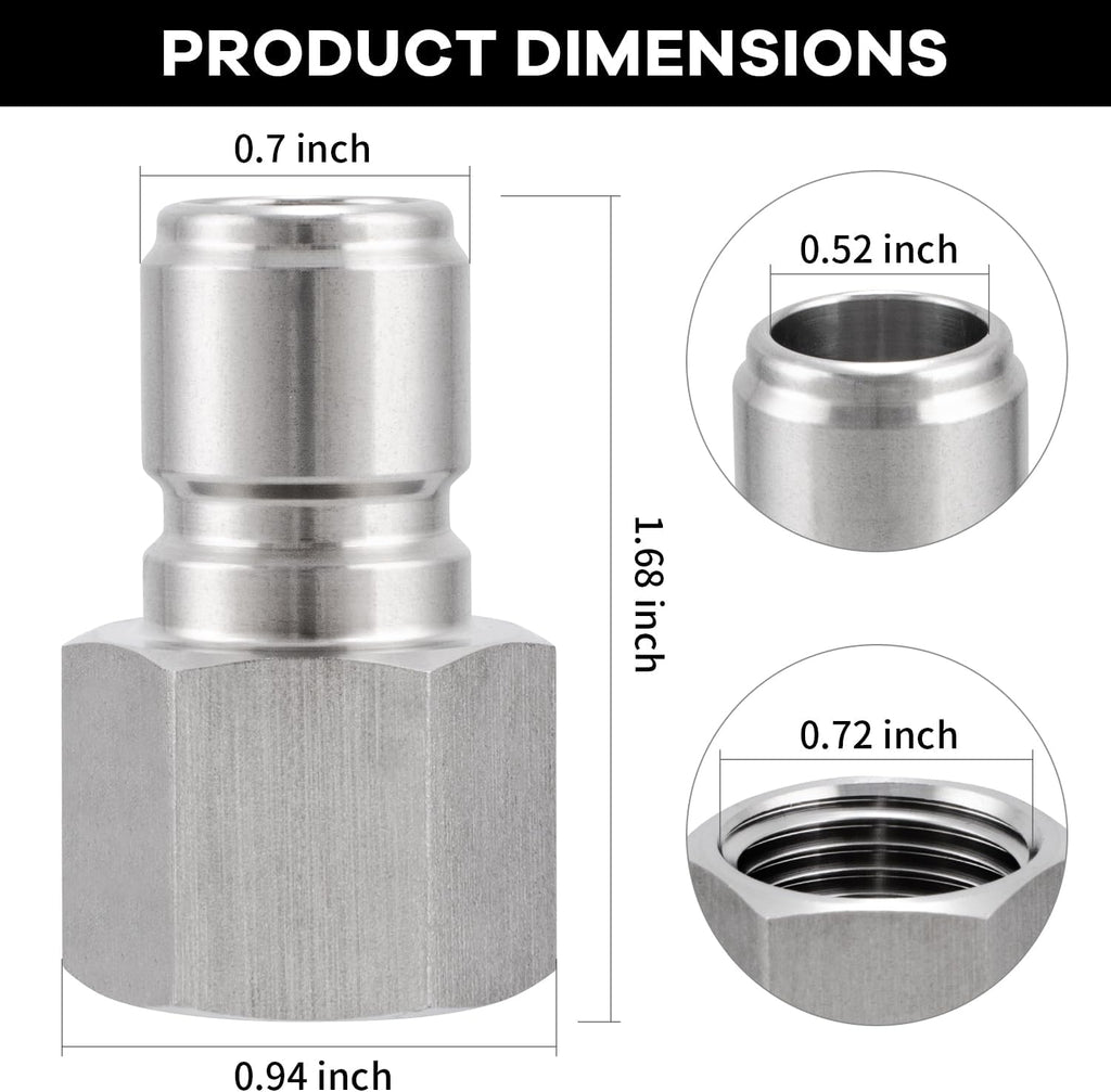 Stainless Steel Male Quick Disconnect,Female NPT 1/2" Homebrewing Quick Connector 2 Pack