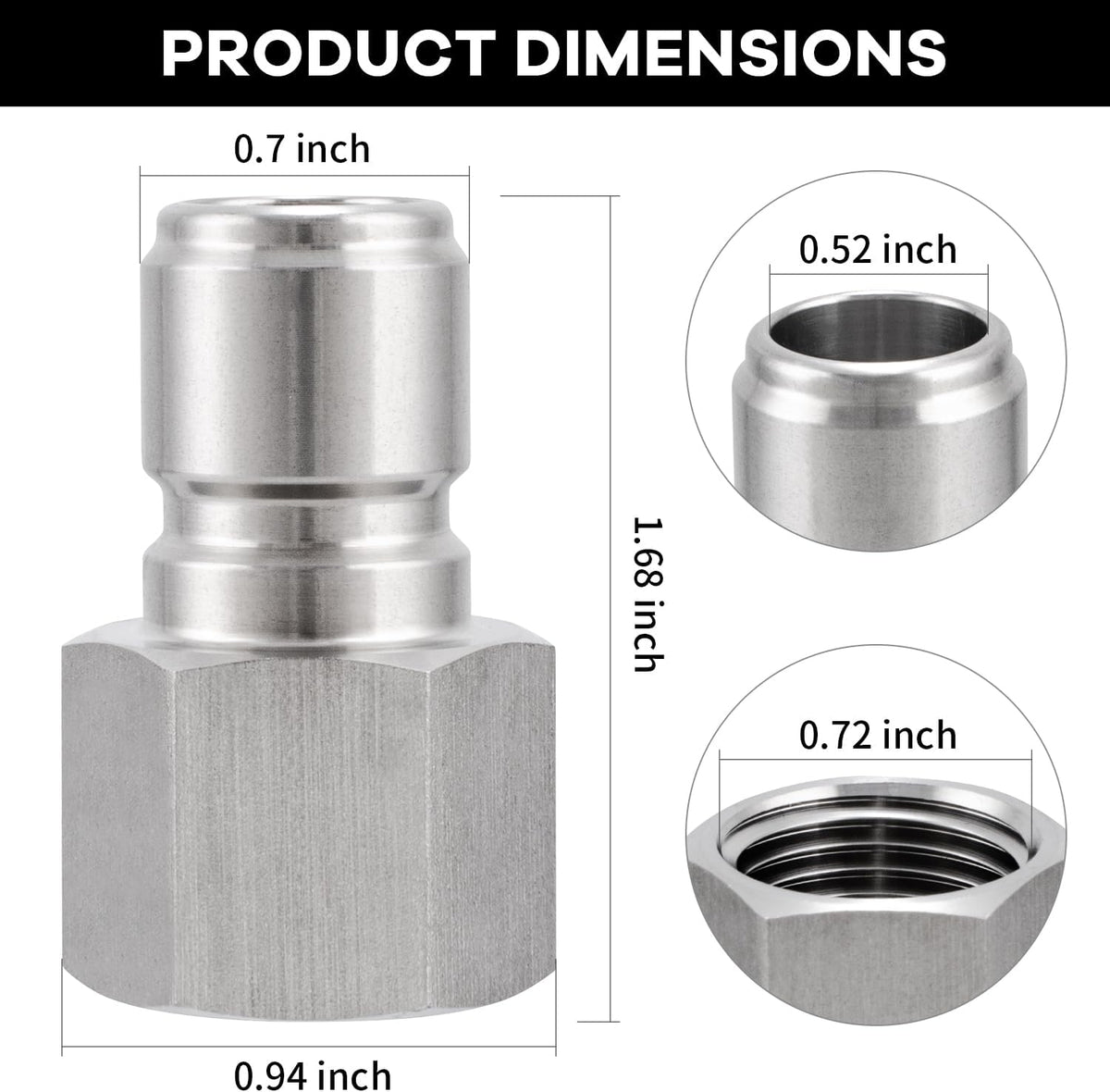 Stainless Steel Male Quick Disconnect,Female NPT 1/2" Homebrewing Quick Connector 2 Pack