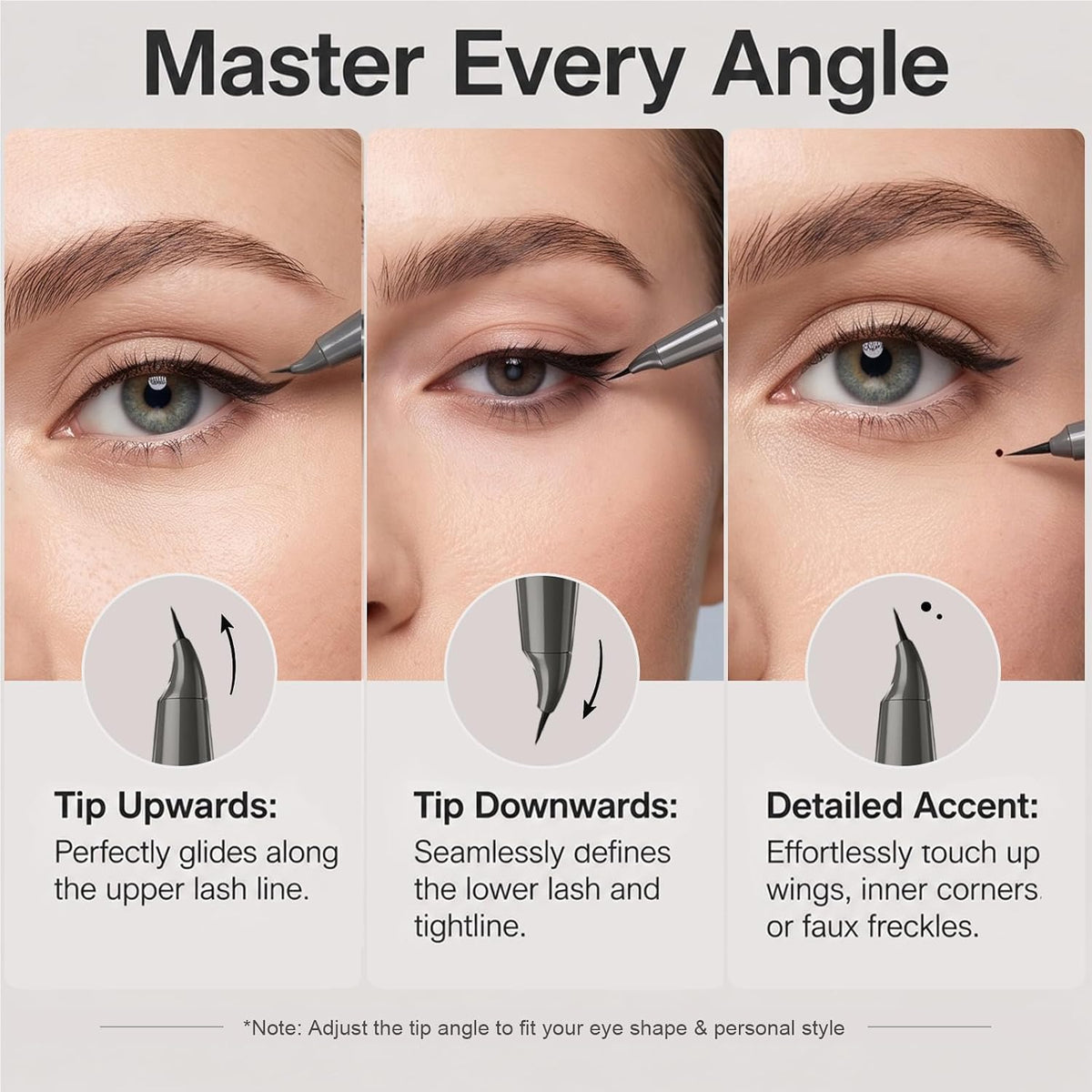 Ultra-Fine Liquid Eyeliner with 19° Angled Tip, Clear-Sight Tip Design