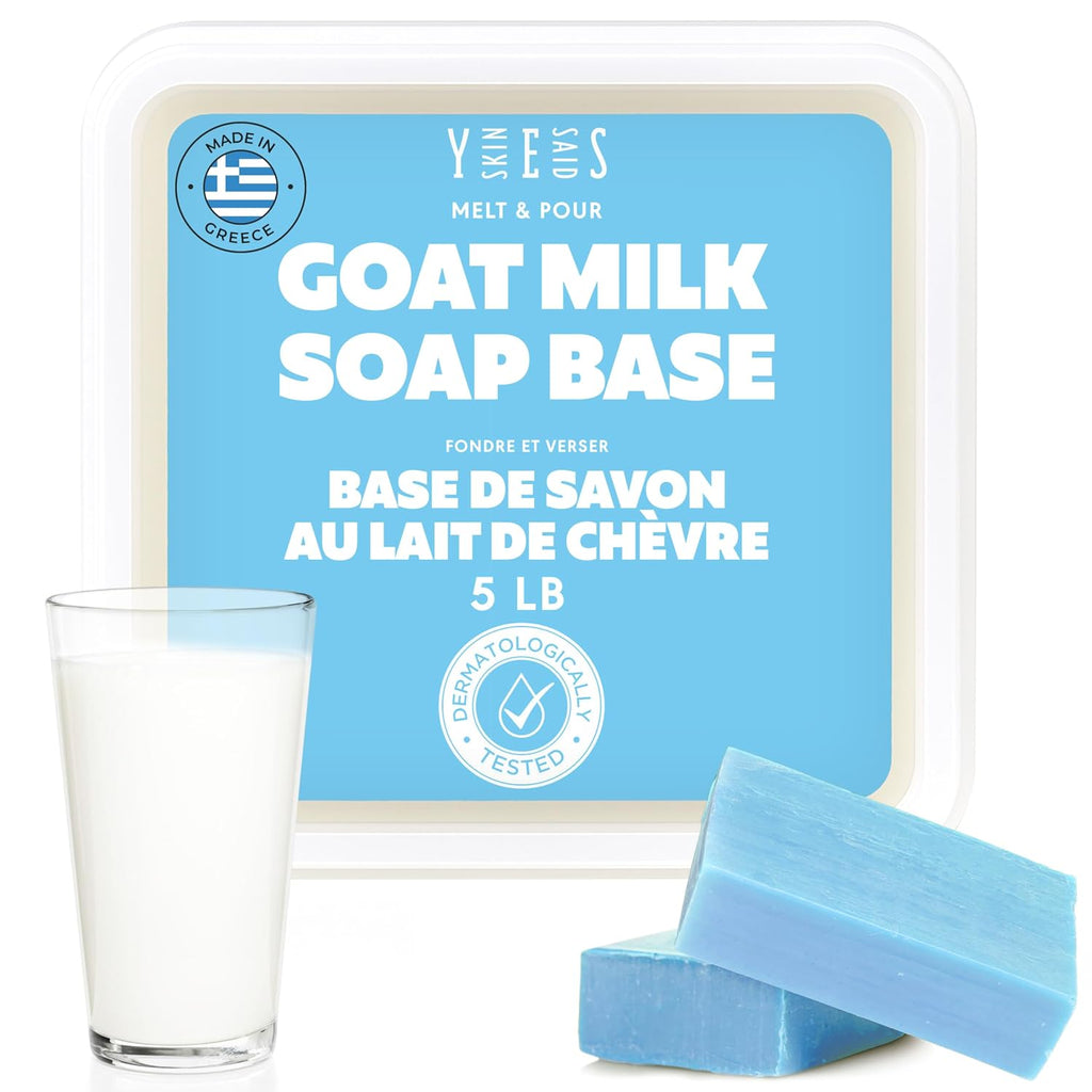Goat Milk Soap Base 5 LB | Made in Greece | SLS/SLES Free, No Palm Oil, Organic - Melt and Pour Goats Milk Soap