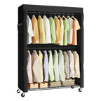 Heavy-Duty Clothes Rack, Portable Closet on Wheels, Fabric Cover