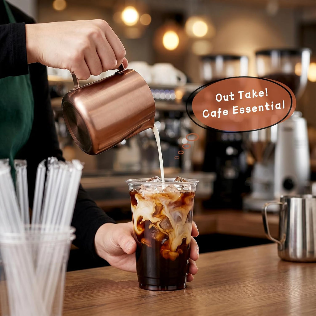 [100 Sets - 16oz] Clear Plastic Cups with Lids and Straws, Disposable Iced Coffee Cups for Smoothie, Milkshake, Cold