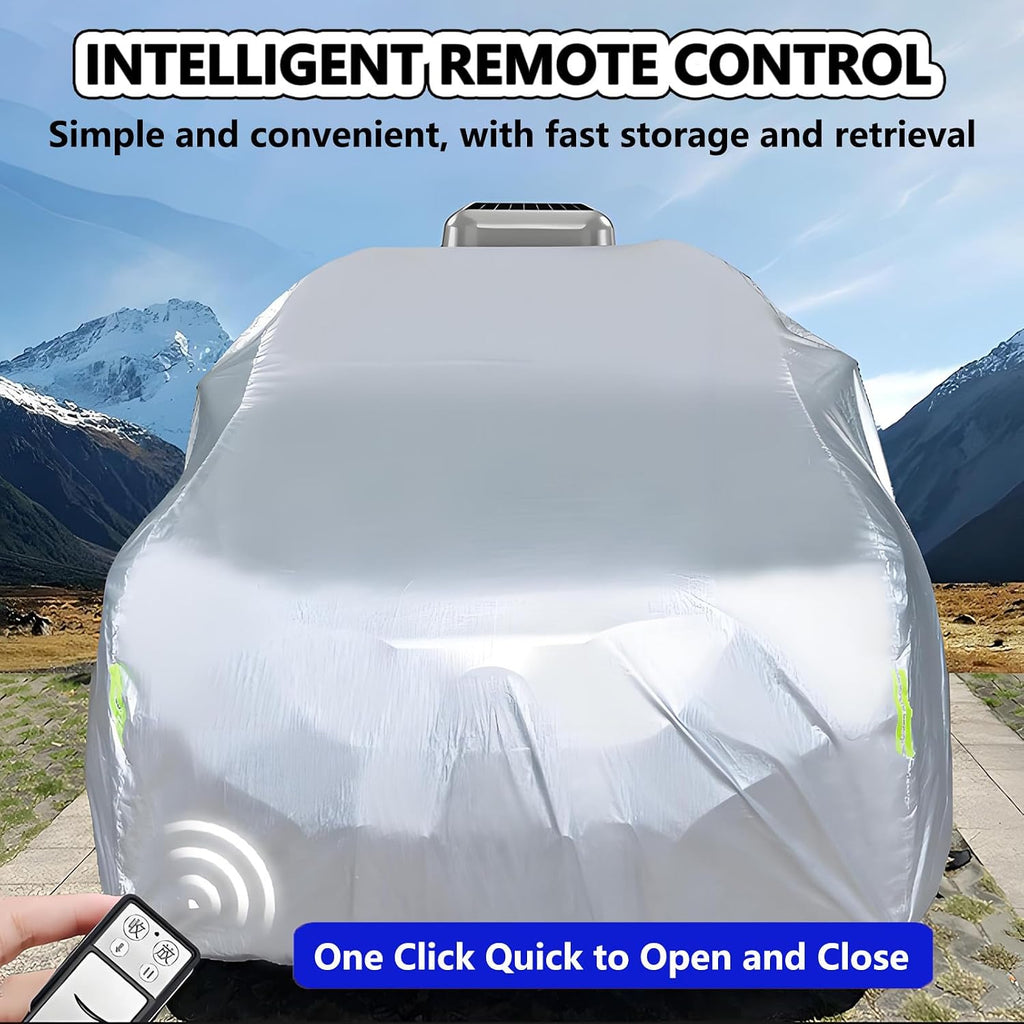 Automatic Car Cover Waterproof All Weather with Anti Theft System and Remote Control, Solar Panel Smart Car Cover