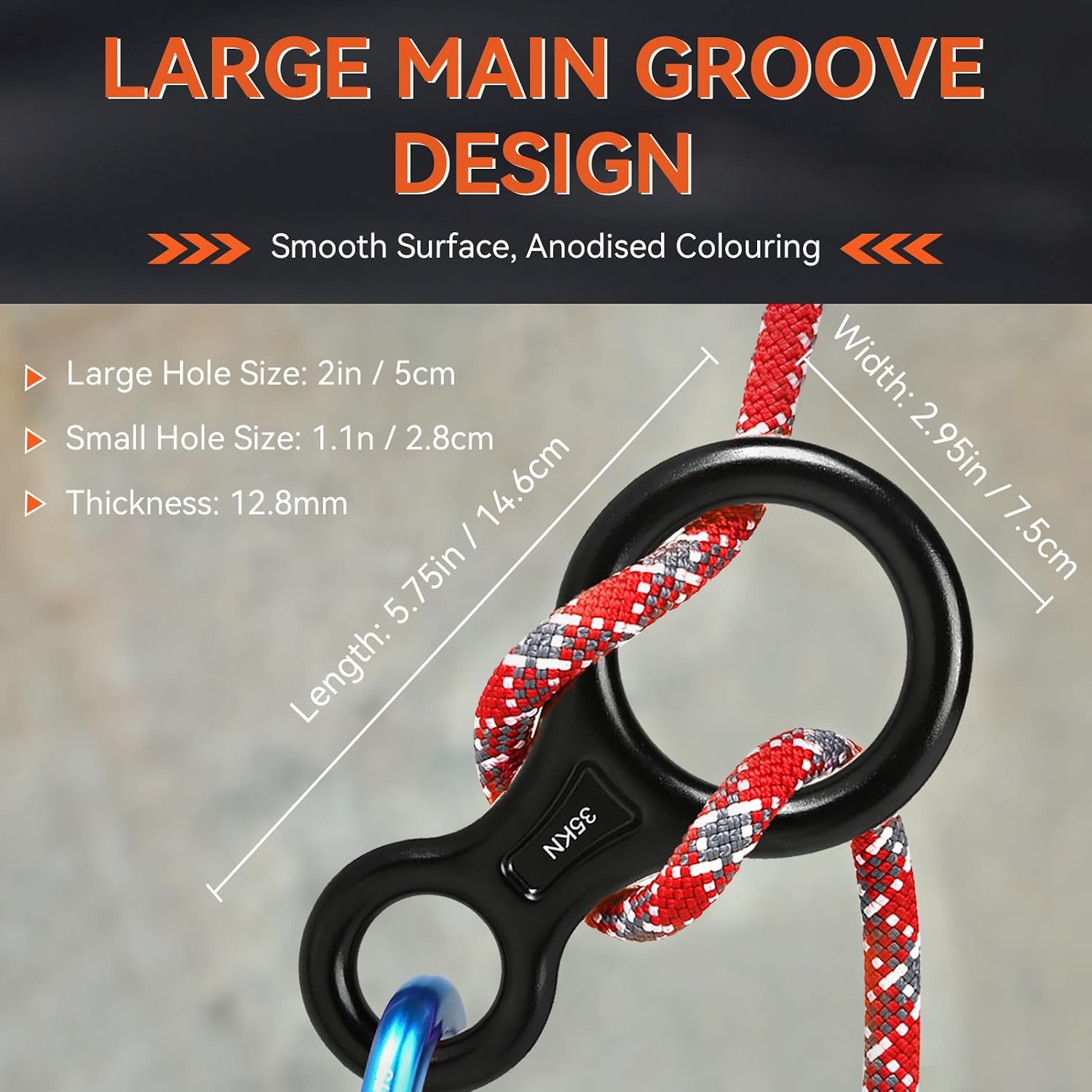 Rescue Figure 8 Descender Climbing Gear Downhill Equipment 35KN/3500kg 7075 Aluminum Alloy Rigging Plate for Climbing