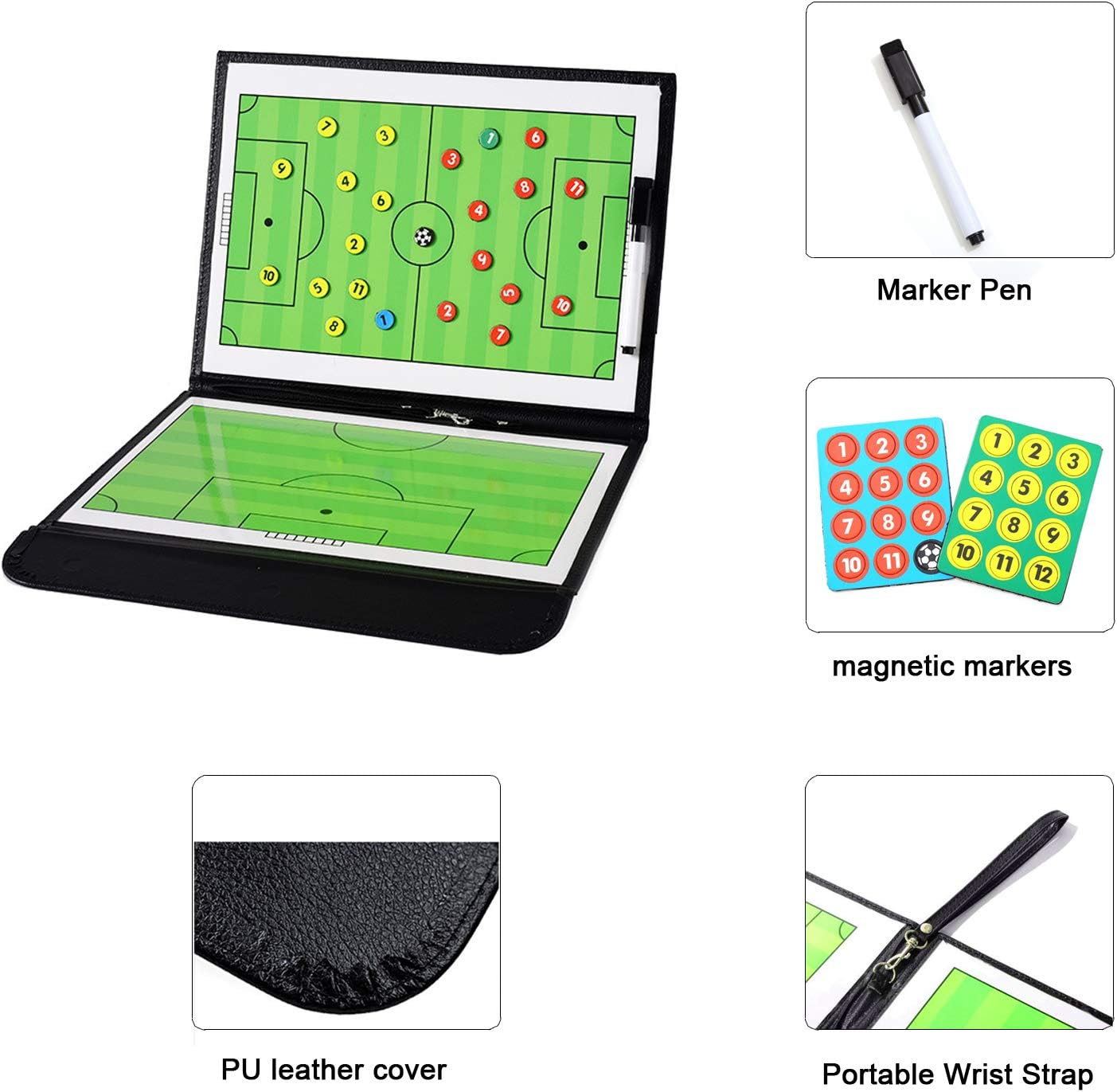 Soccer Coaching Board Soccer Coaches Clipboard Tactical Magnetic Board Kit,Portable Strategy Coaches Board with Dry