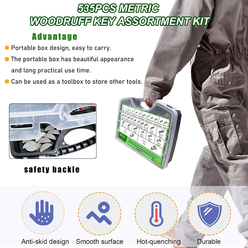 535PCS Metric Woodruff Key Assortment Kit With 30 Sizes