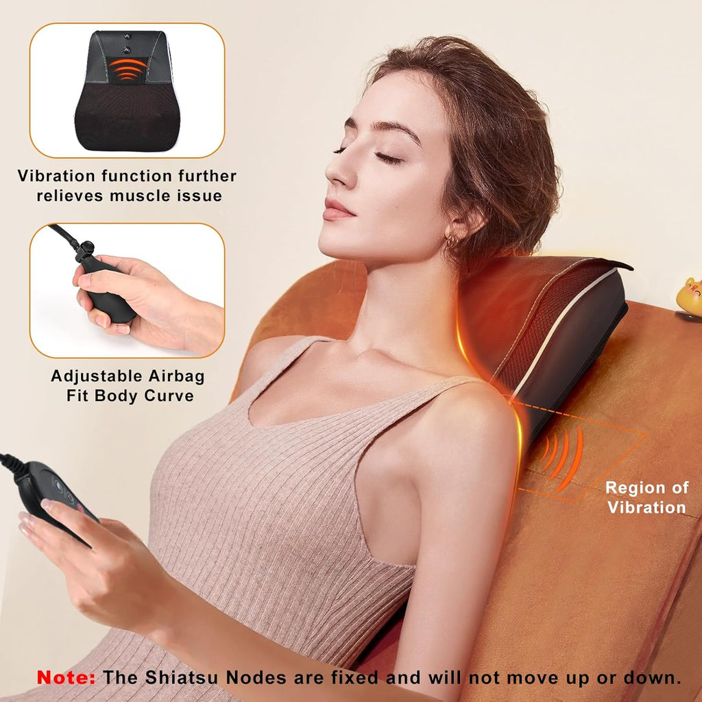Shiatsu Neck and Back Massager with Heat,Neck Massager for Pain Relief deep Tissue,3D Kneading Massage Pillow for