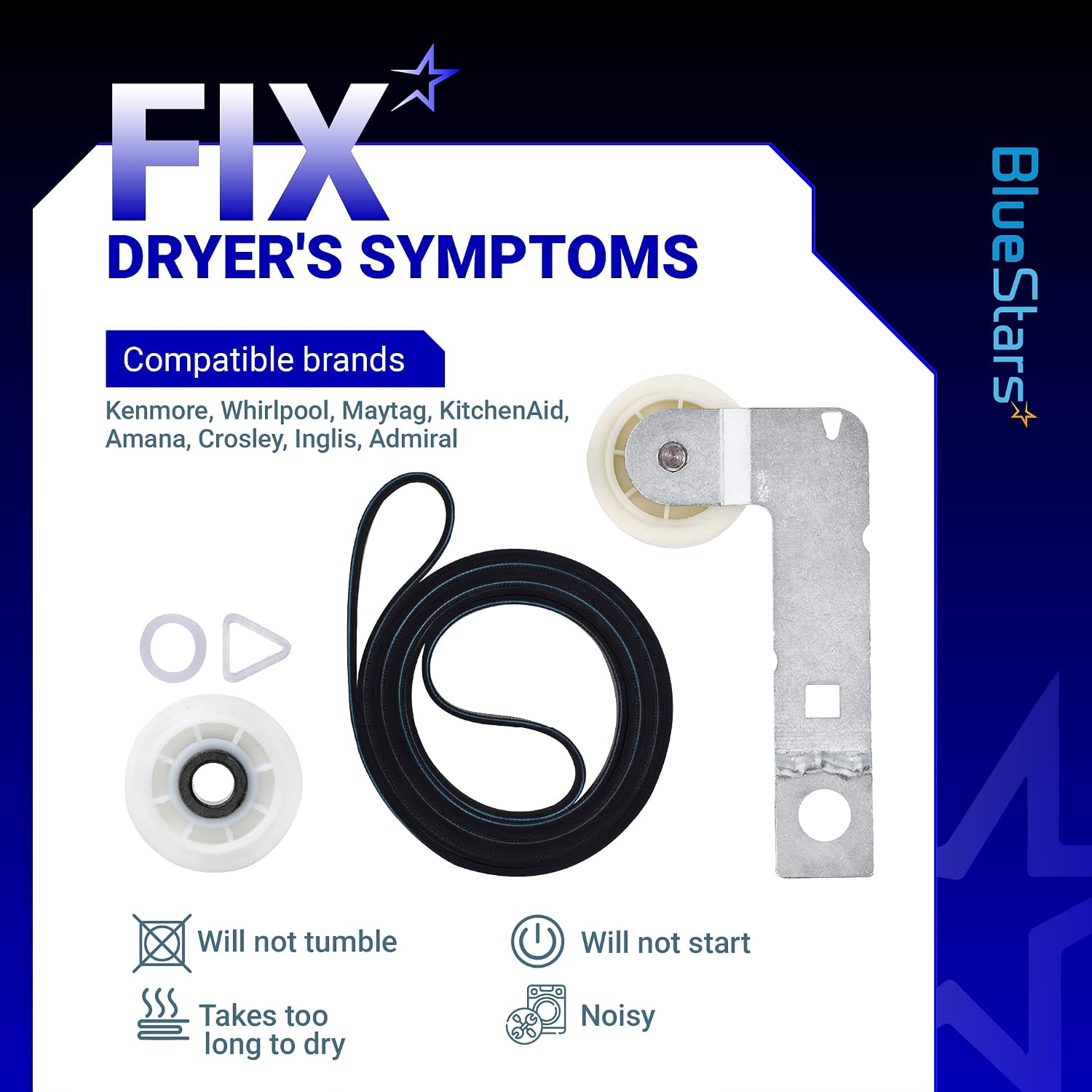 661570V 661570 & 279640 & W10837240 Dryer Drum Belt Idler Pulley Kit | Dryer Repair Kit For Whirlpool Maytag Kenmore