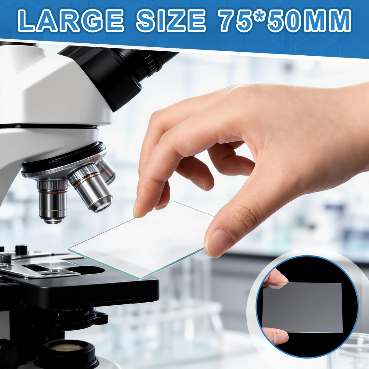 200 Pcs Pre-Cleaned Glass Microscope Slides 75 x 50 mm/3" x 2" High-Transparency Microscope Slides for School