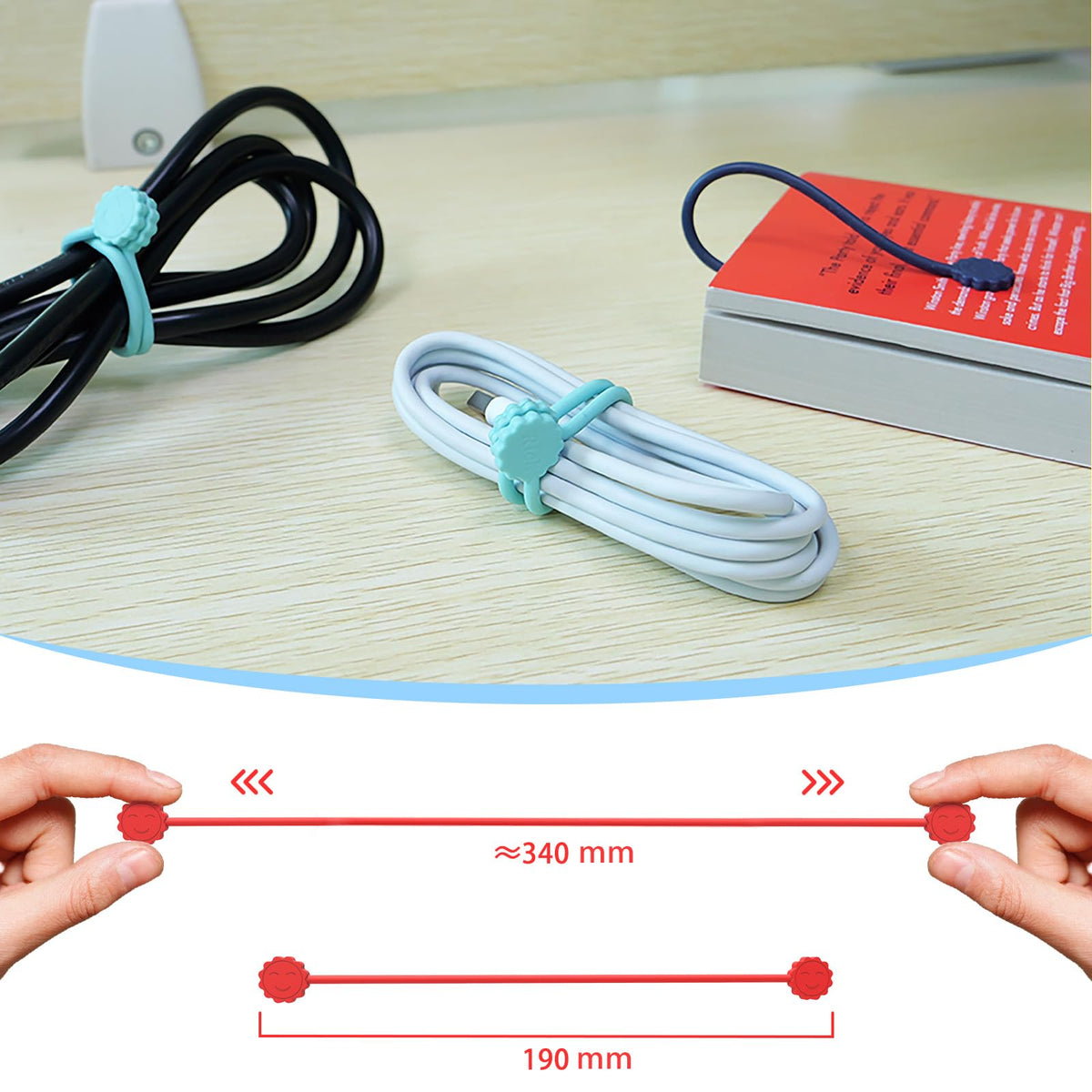 Reusable Silicone Twist Ties, Magnetic Cable Ties 6pcs
