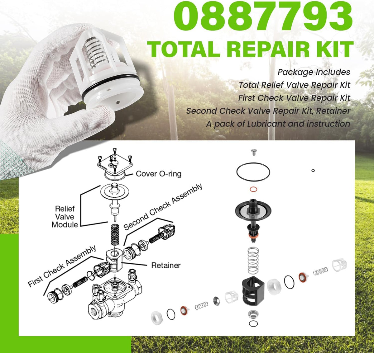 0887793 887793 RK 009M2-T Kit Replace for Watts 009M2 1" Total Repair Kit Fits for Watts 1" 009 LF009 Reduced Pressure Zone Assemblies Include Total Relief Valve/First/Second Check Valve Repair Kit