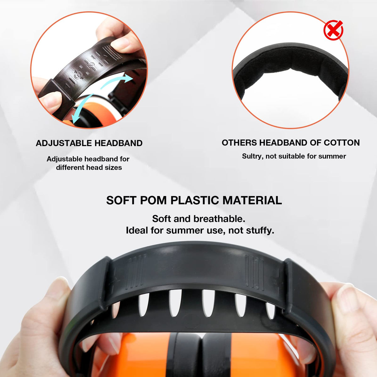 31dB SNR Hearing Protection Earmuffs, Foldable, Fluorescent Orange