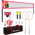 20ft Portable Outdoor Volleyball Badminton Combo Net Set | Height Adjustable for Volleyball & Badminton Game with