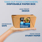 Paper To Go Boxes for Food [50 Pack - 30 Oz], Cardboard Take Out Food Containers Boxes | Kraft Fold Takeout Small