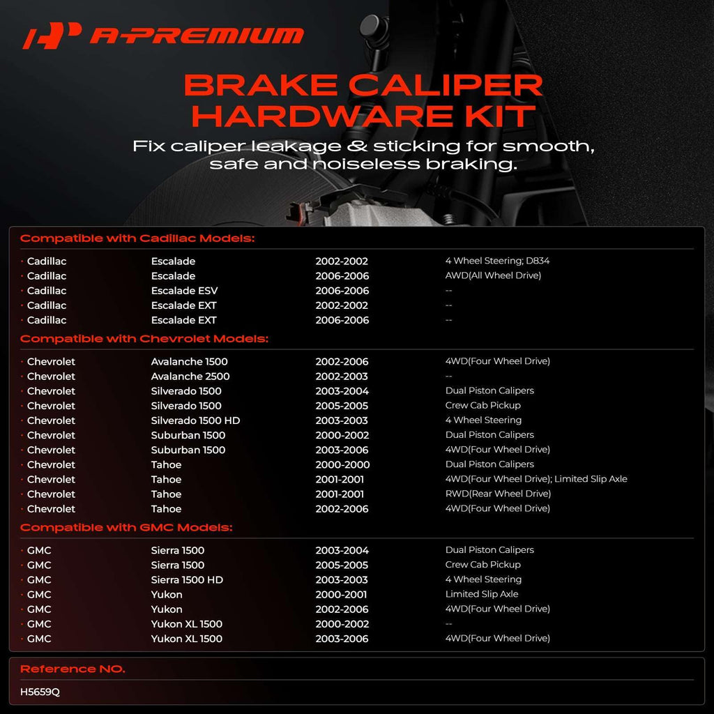 A-Premium Rear Side Disc Brake Hardware Kit