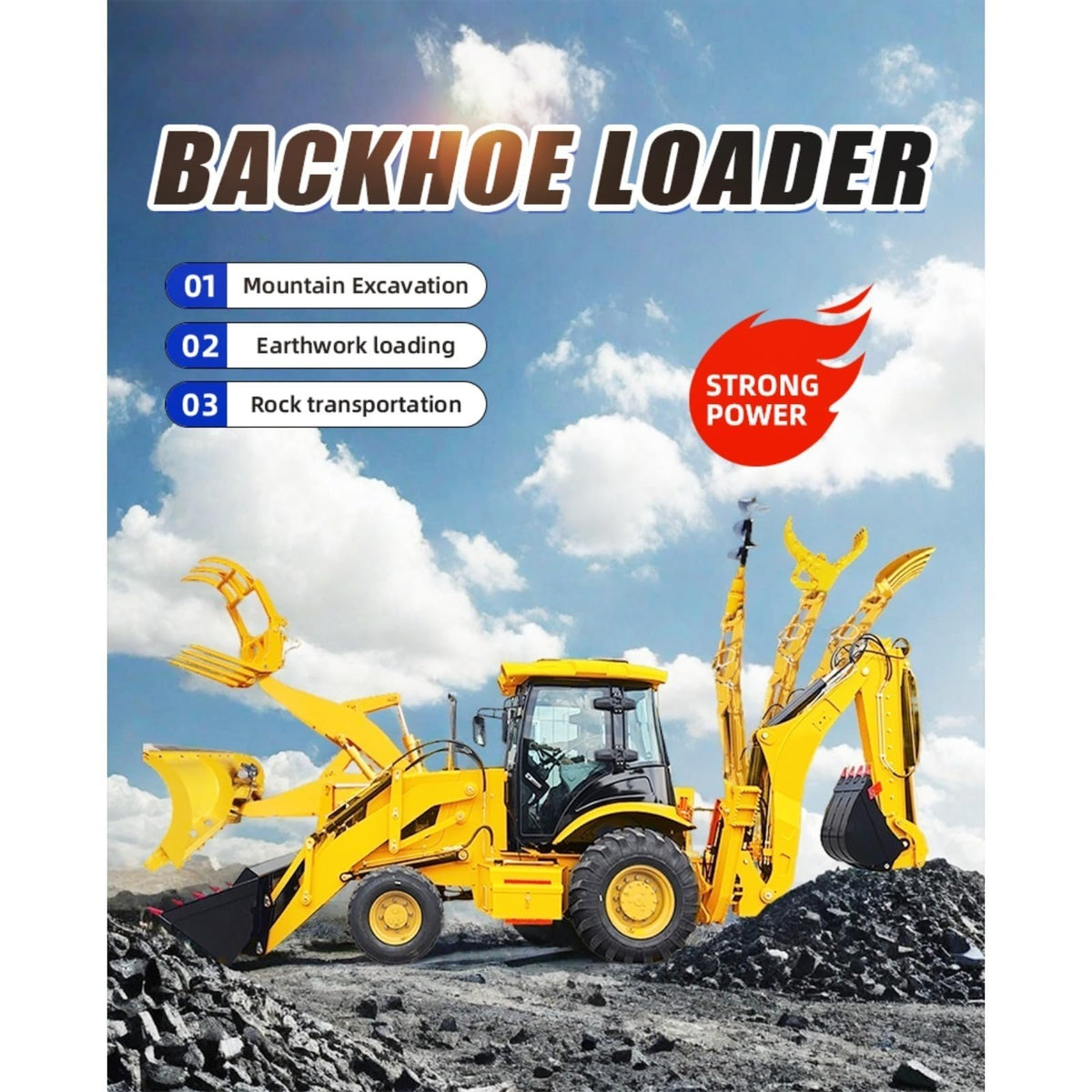 High-Efficiency Towable Backhoe Loader Industrial Backhoe Earth-Moving Machinery Versatile Digging and Loading
