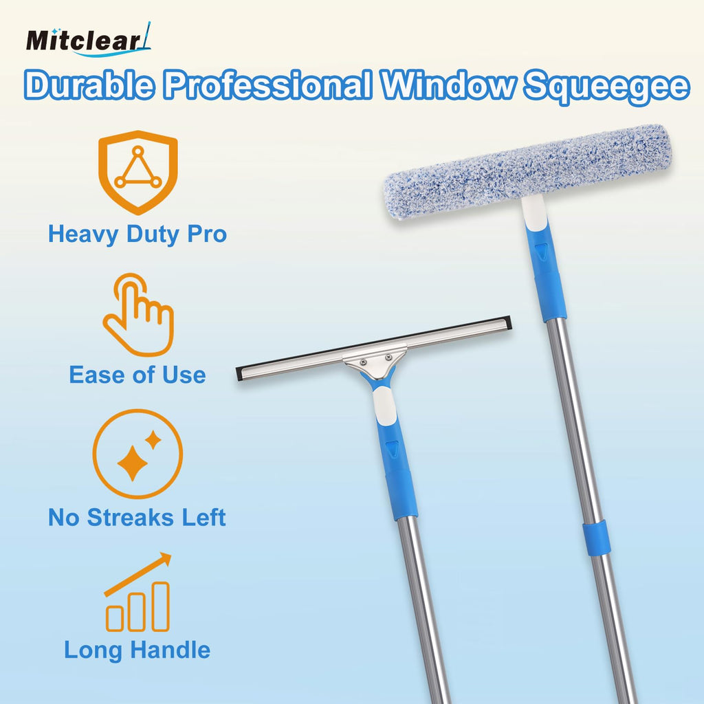 77'' Long Squeegee Window Cleaner Tool for Indoor Outdoor Windows