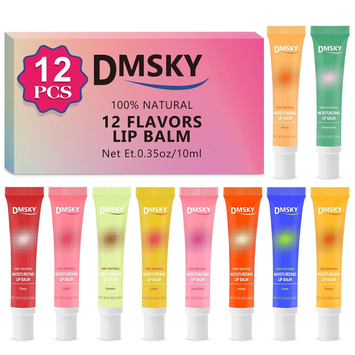 12 Pack Lip Gloss Bulk, Clear, Non-Sticky, 12 Flavors