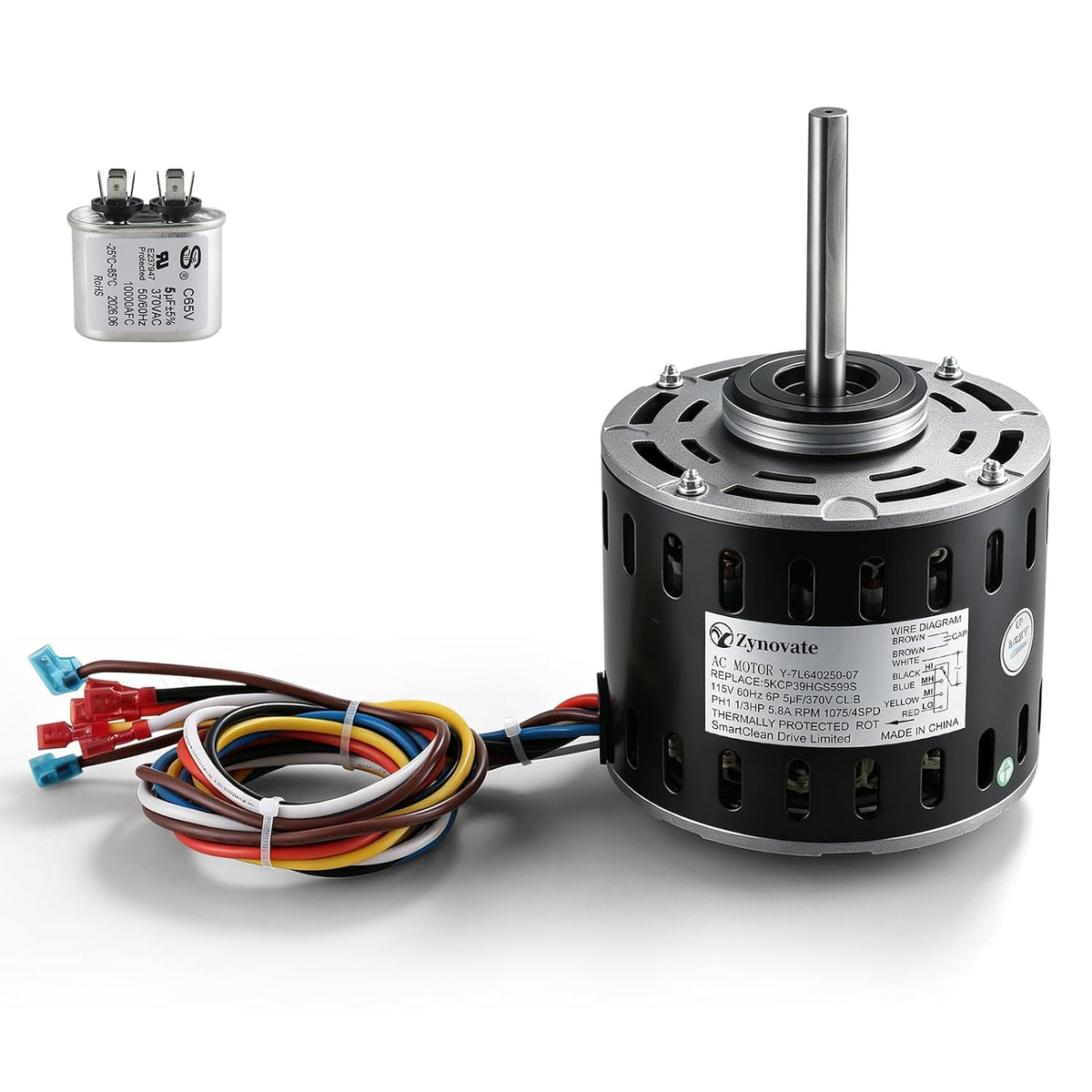 5KCP39HGS599S Blower Fan Motor 1/3 HP 115V 1075RPM 4-Speed, Furnace Blower Fan Motors Compatible with GE Trane Models MOT9053 MOT09053 MOT18948 MOT04716 MOT04722 MOT13512 MOT16953