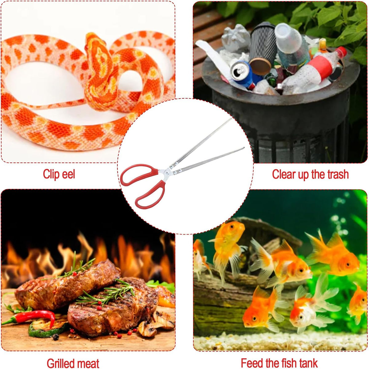15 Inch Reptile Feeding Tongs, Extra Long Large Snake Feeding Tweezers, Curved or Straight Design Heavy Duty