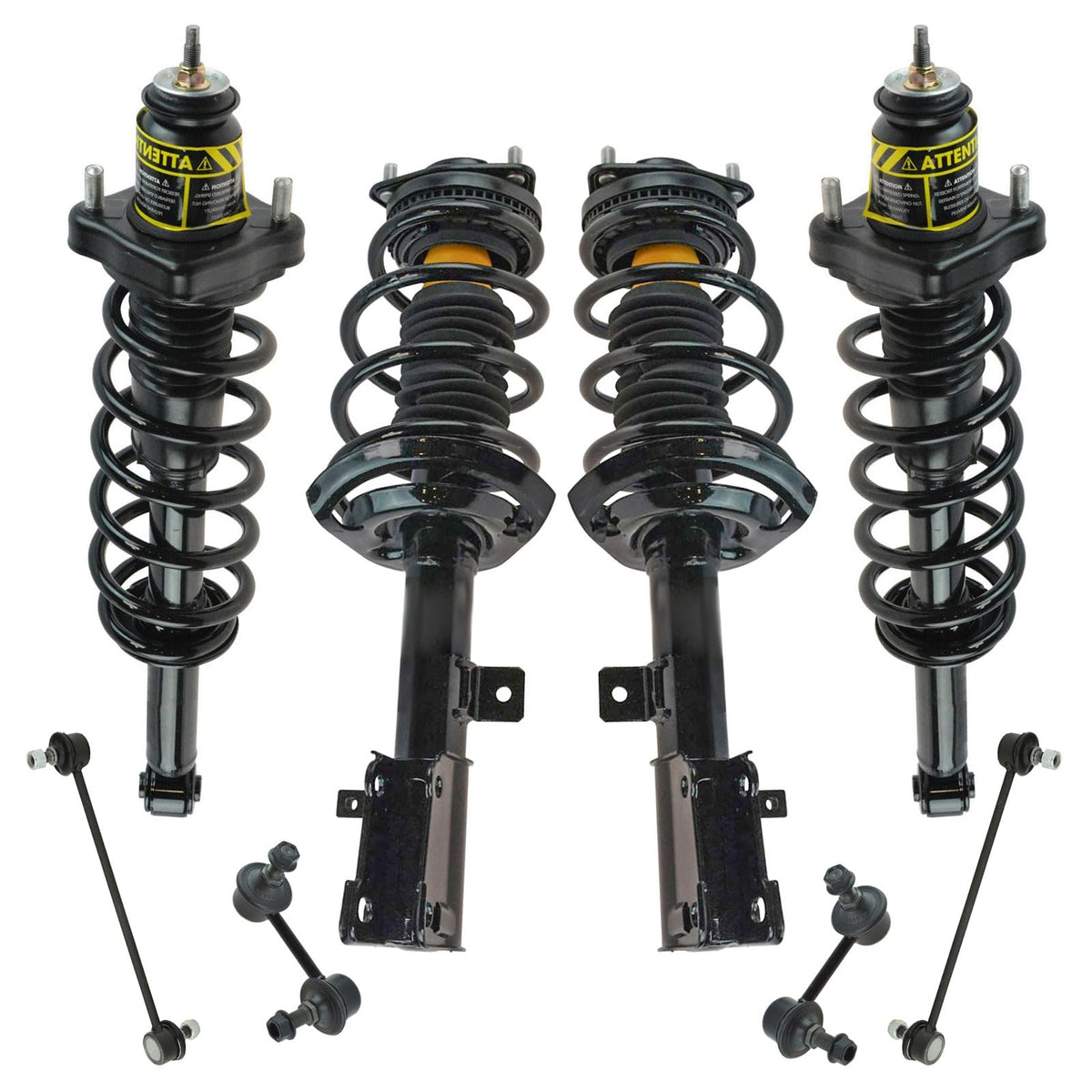 TRQ Front and Rear Suspension Kit Complete Strut & Coil Spring Assembly