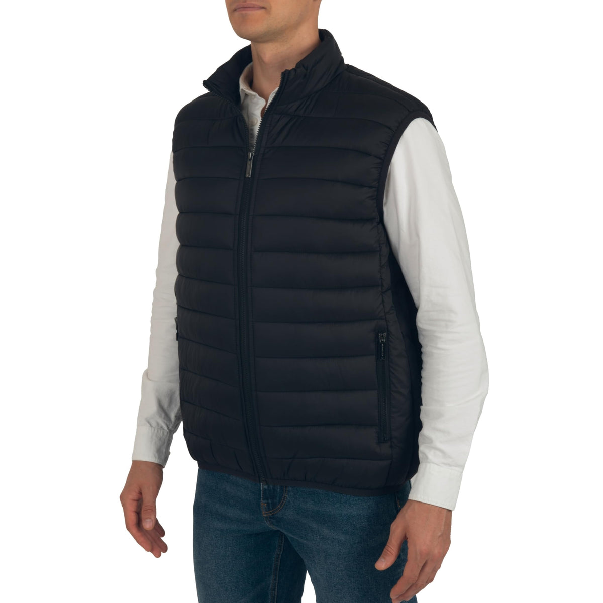 Clark Mens Puffer Vest Down Alternative Water Resistant Packable Outerwear Zip Up Pockets Warm Versatile Layer BLK Large