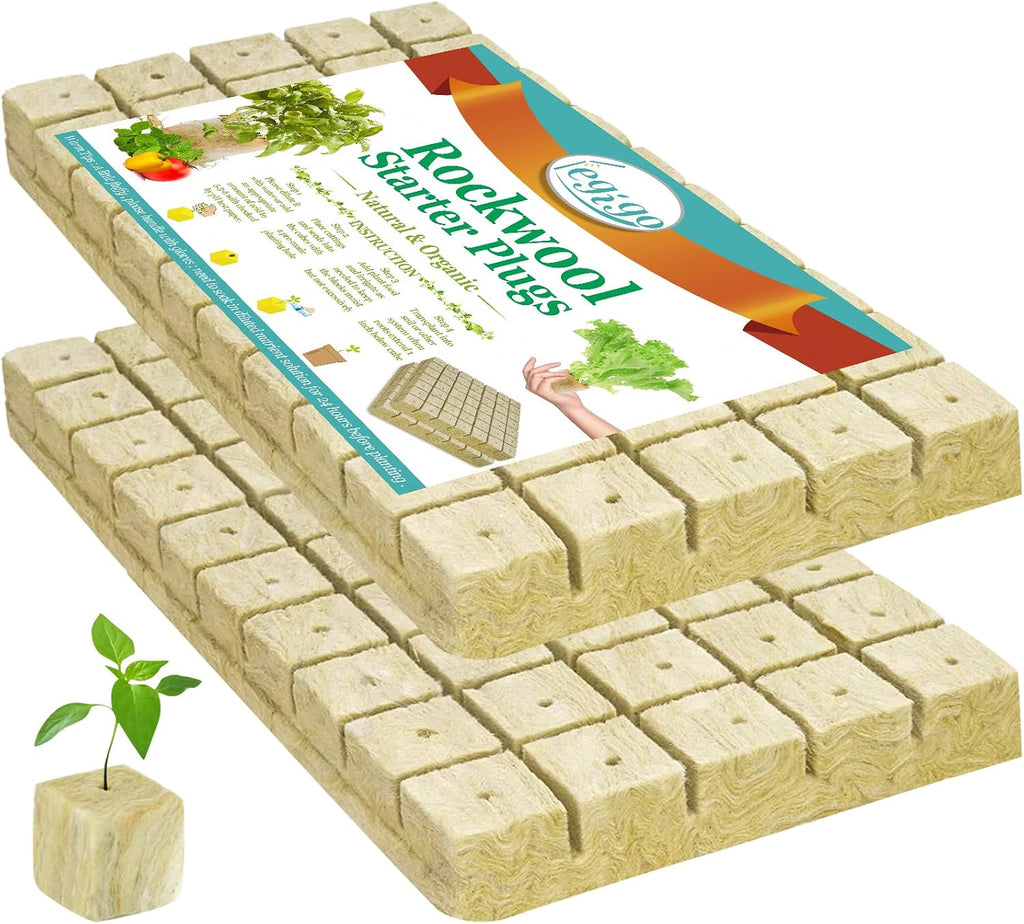 1 Inch Rockwool Cubes Seed Starter Plugs for Hydroponics, 100 Plugs | Promotes Germination Rate & Root Growth