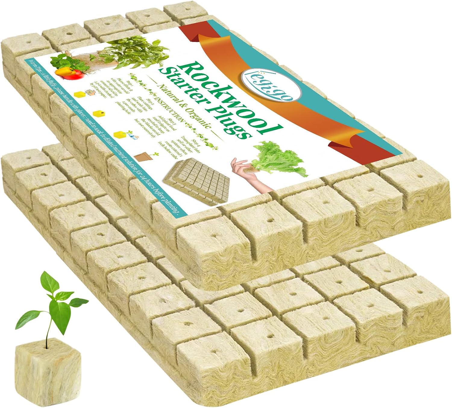 1 Inch Rockwool Cubes Seed Starter Plugs for Hydroponics, 100 Plugs | Promotes Germination Rate & Root Growth