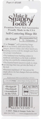 Snappy 5/64" Self-Centering VIX Hinge Bit for #2 - #4 Screws 1/4 Hex Made in USA