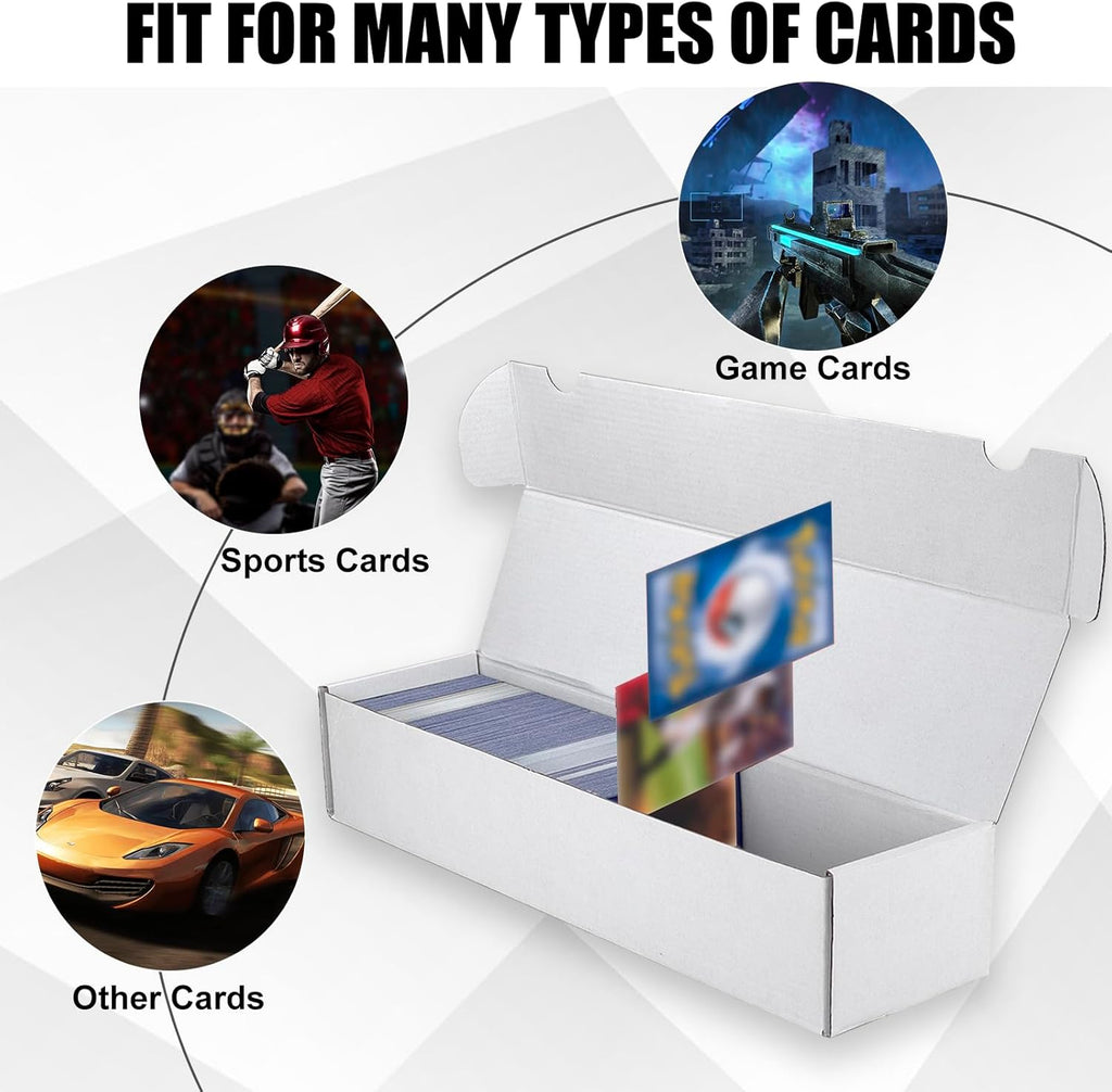Trading Card Storage Box, 6-Pack 1100 Count White Corrugated Cardboard Box | Bulk Sports Storage Box for