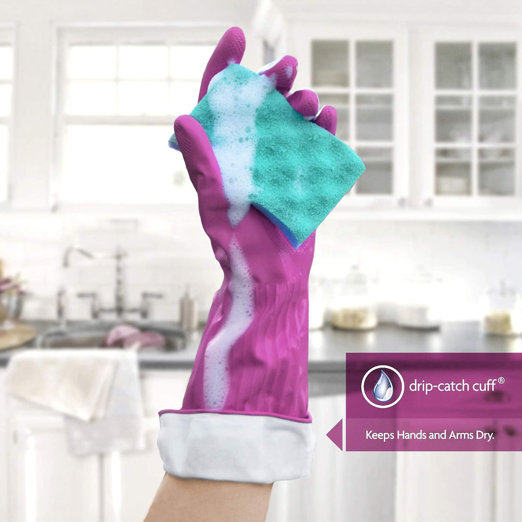 Living Reuseable Rubber Cleaning Gloves (Small, 1 Pack), Premium Protection Reusable Household Gloves