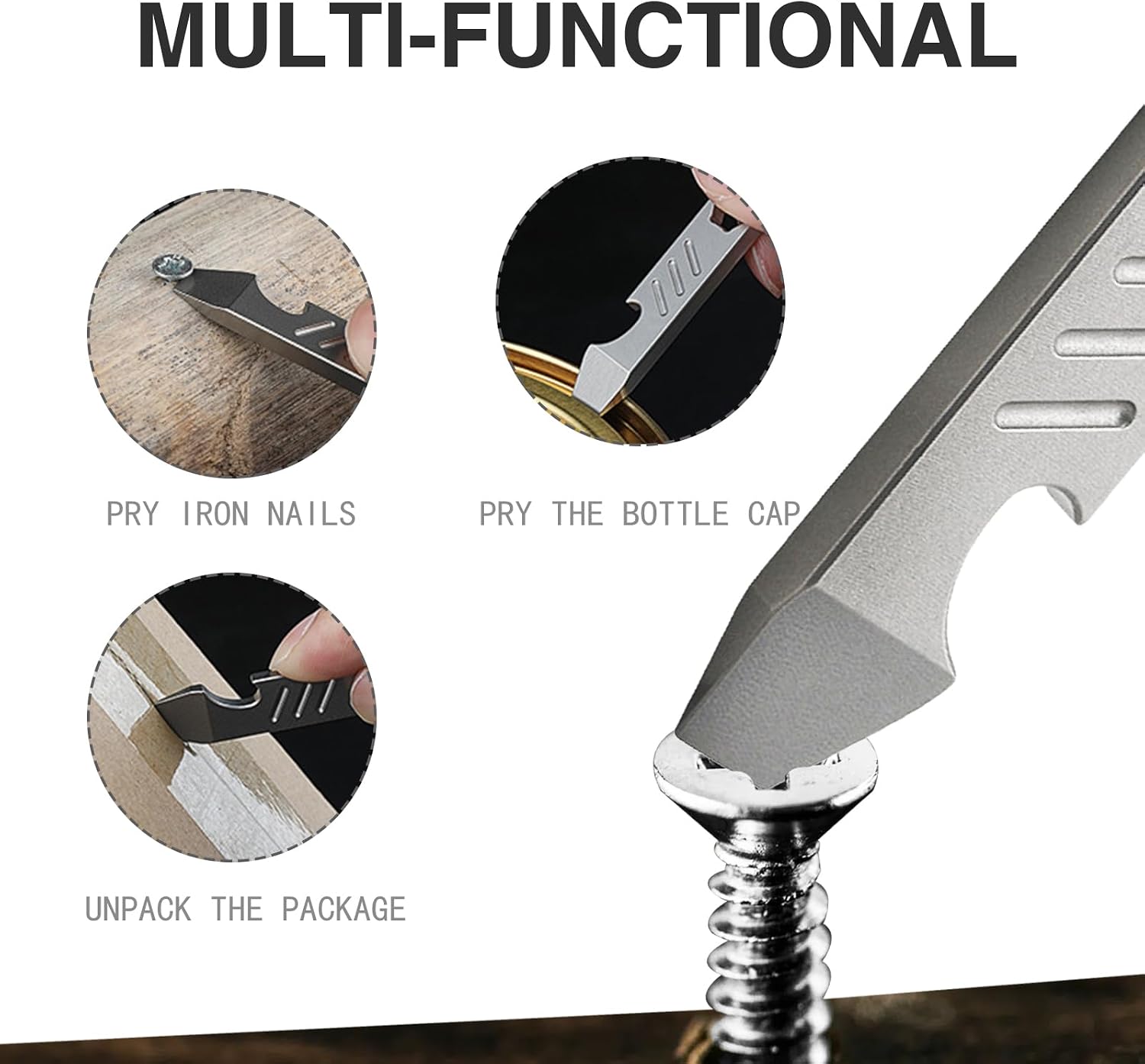 Titanium Mini EDC Pry Bar Tool, Pocket Prybar with Bottle Opener | Multi-tool Scraper Opener, Portable Pocket