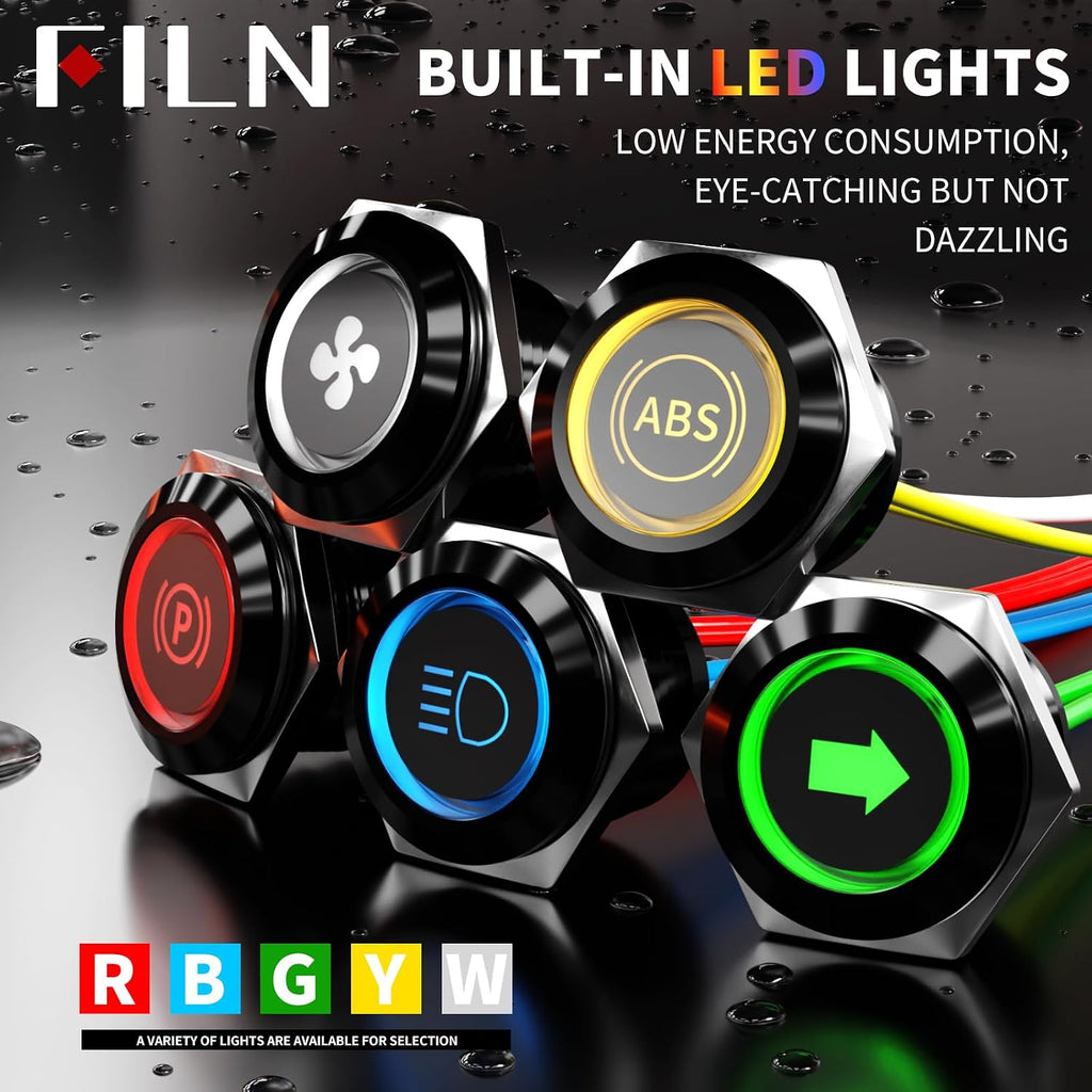 2Pcs 19mm 0.74" Green LED Symbols Indicator Light 5V 12V 24V IP67