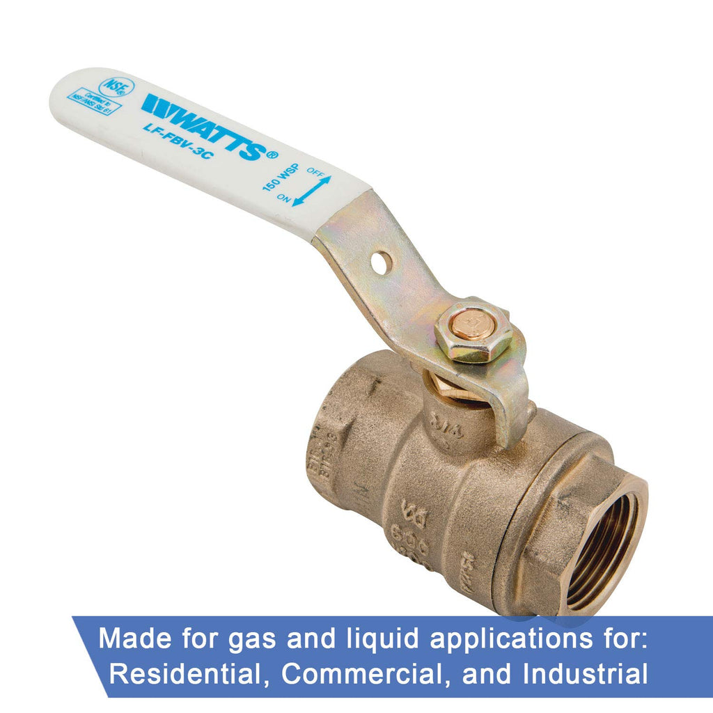 Watts Lead-Free Brass Ball Valve Female Threaded End Connections, 1"