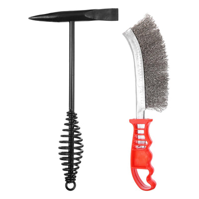 2pcs Welding Chipping Hammer 11.3" Slag Hammer with Coil Spring Handle 9.8" Welding Steel Wire Brush for Rock Pick