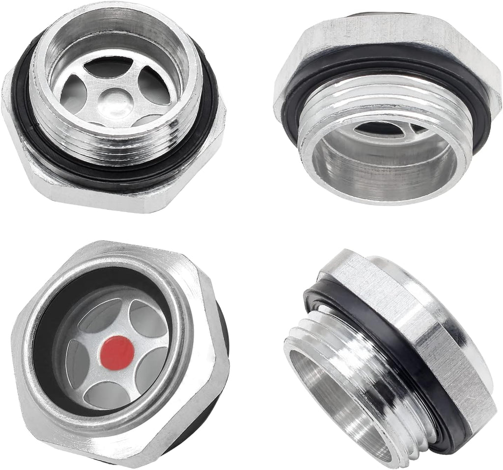 Air Compressor Oil Sight Glass, 3/4 Inch NPT, 1'' OD Male Thread, 4Pcs