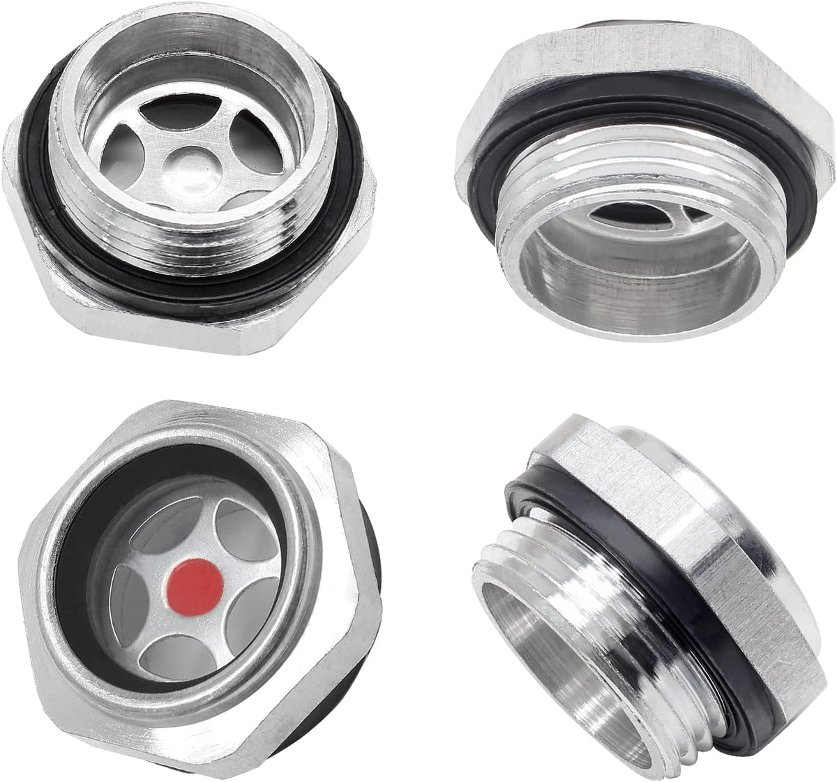 Air Compressor Oil Sight Glass, 3/4 Inch NPT, 1'' OD Male Thread, 4Pcs