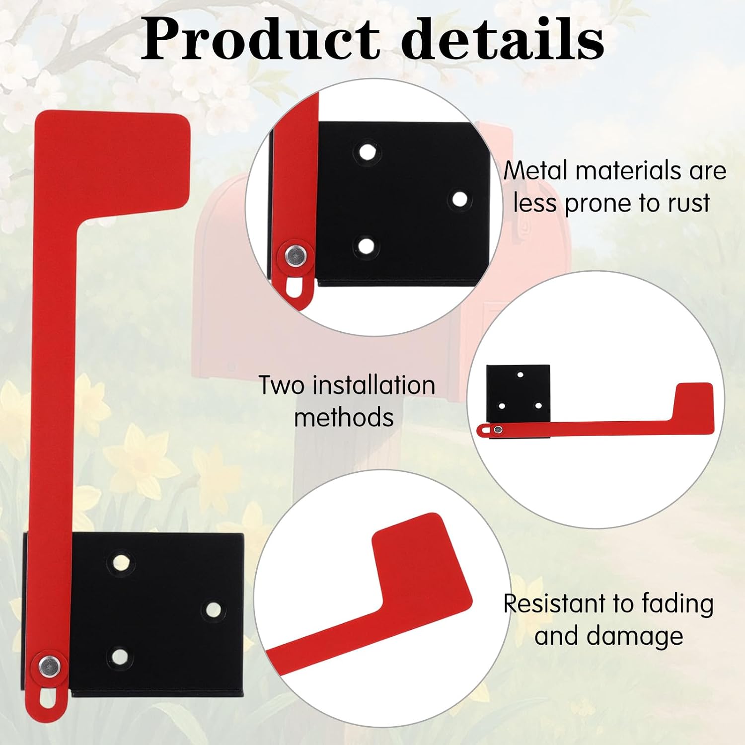 Mailbox Flag Replacement Kit, Galvanized Steel Mailbox Replacement Flag Kit, Tool Free Installation, Professional
