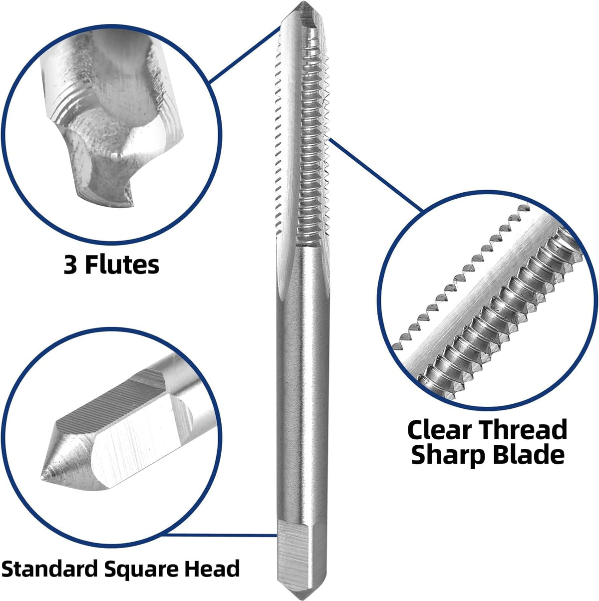 Burkit 2pcs No 8-32 UNC Thread Tap Right Hand