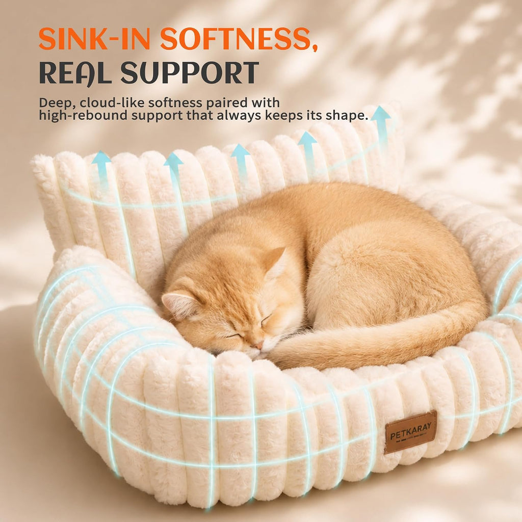 Cat Couch Bed, 24'' Soft Sofa for Indoor Cats, Machine Washable