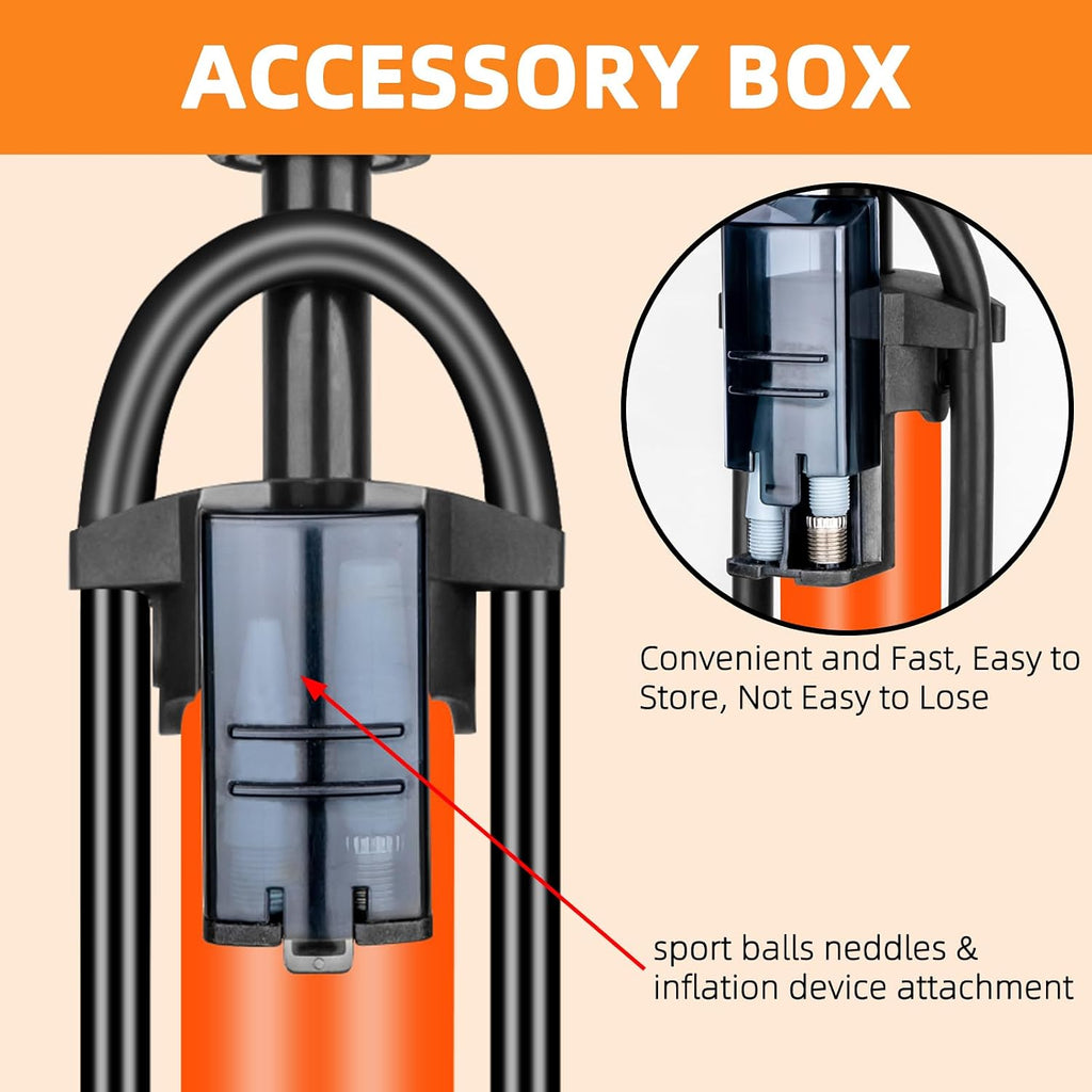 Floor Bike Pump with Gauge,High Pressure,Bicycle Pump Compatible with Presta and Schrader Valve,Bike Tire Pump for