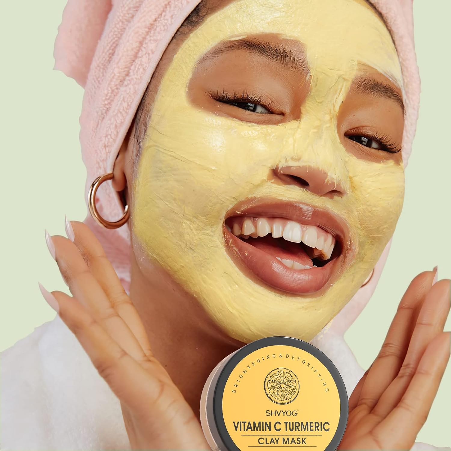 4Pcs Face Mask Set - Turmeric Clay Mask, Vitamin C, Green Tea, Rose, Dead Sea Mud Mask, Skin Care Mask for Deep