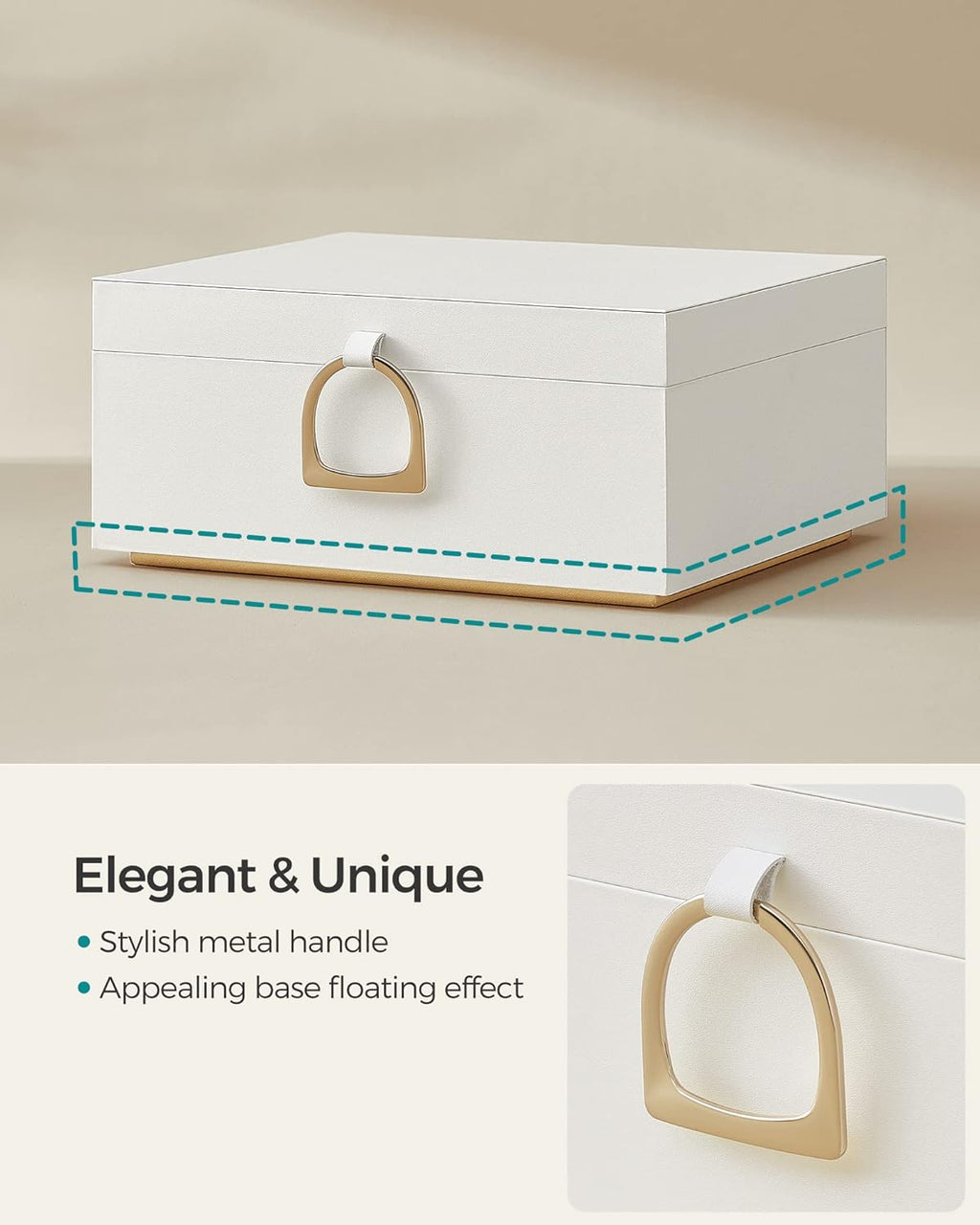 2-Layer Jewelry Box, Jewelry Organizer with Handle, Removable Jewelry Tray, Jewelry Storage, Floating Effect, 8.1 x
