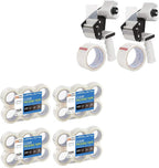 Packing Tape Dispenser Gun (2 Pack) with 2 Rolls Tape Bundle with 24 Rolls Clear Packing Tape for Shipping Packaging
